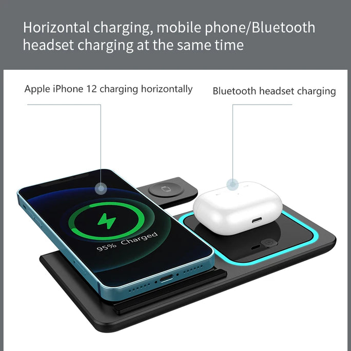 3-in-1 Wireless Charging Station – Foldable Pad for iPhone 15/14/13/12, Watch & AirPods