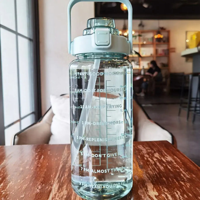Large 2L Sports Water Bottle – Straw & Hour Markings